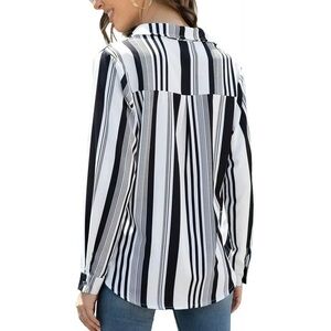 Passport Black and White Striped Button Down Shirt